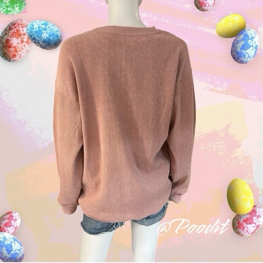 Sequin bunny corded thermal texture Easter holiday pullover S L 3XL - Picture 6 of 6